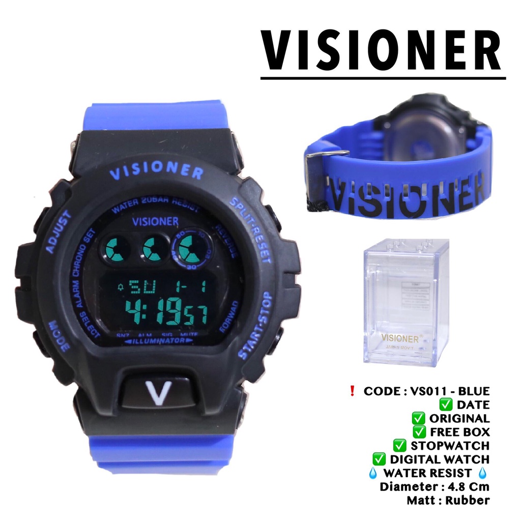 Jam tangan ORIGINAL visioner pria digital free box garansi 1 tahun VS011