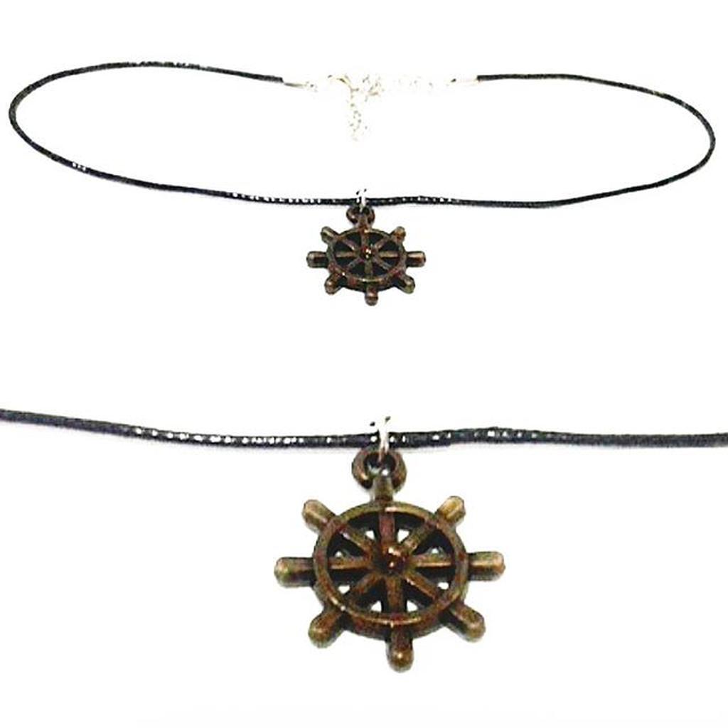 Baby Choker Necklace Bronze Big Ship's Wheel | Kalung Handmade