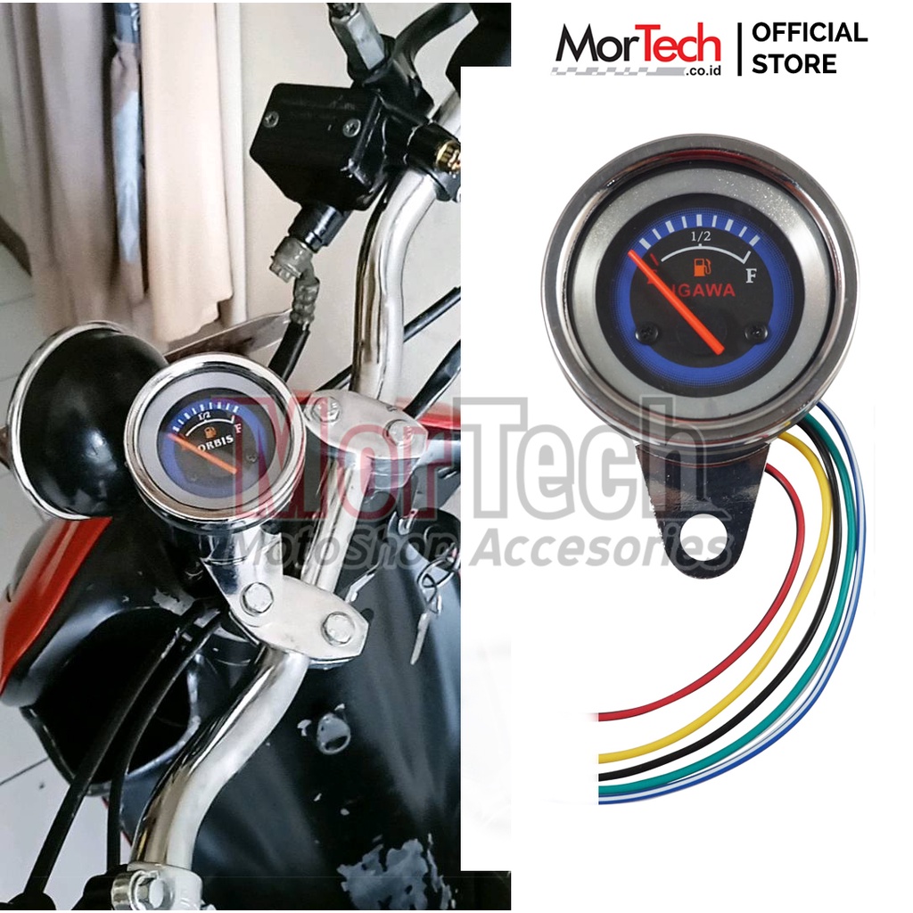 Speedometer RPM Kilometer LED Bulat / Amper Indikator Meter Bensin Jarum Mobil Motor Custom Tiger Me