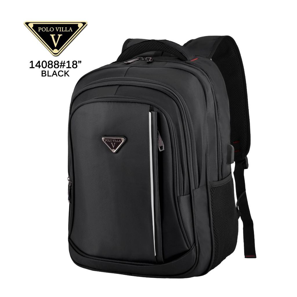 (Toko OB) Tas Murah Sekolah Polo Villa 14088 Tas Backpack Stylish (Free Rain Cover + Kabel Extension USB)