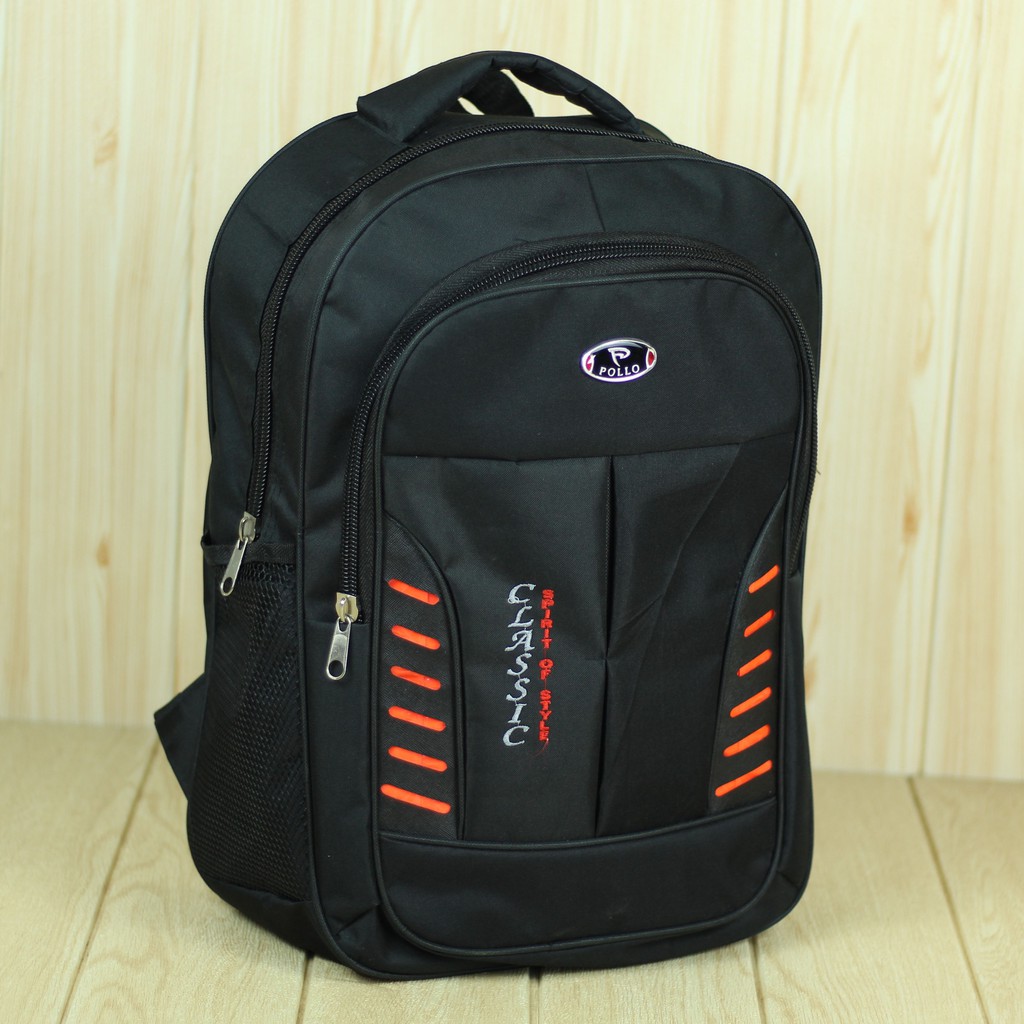 Tas Ransel Polo Classic Scotlet Warna Hitam Back Pack Keren Pria Cowok Bahan Tebal Kuat Berkualitas