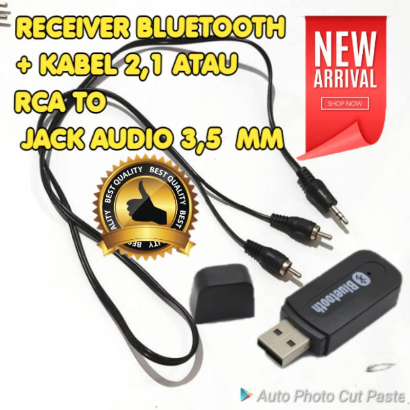 kabel audio jack rca to 3,5 mm + receiver bluetooth