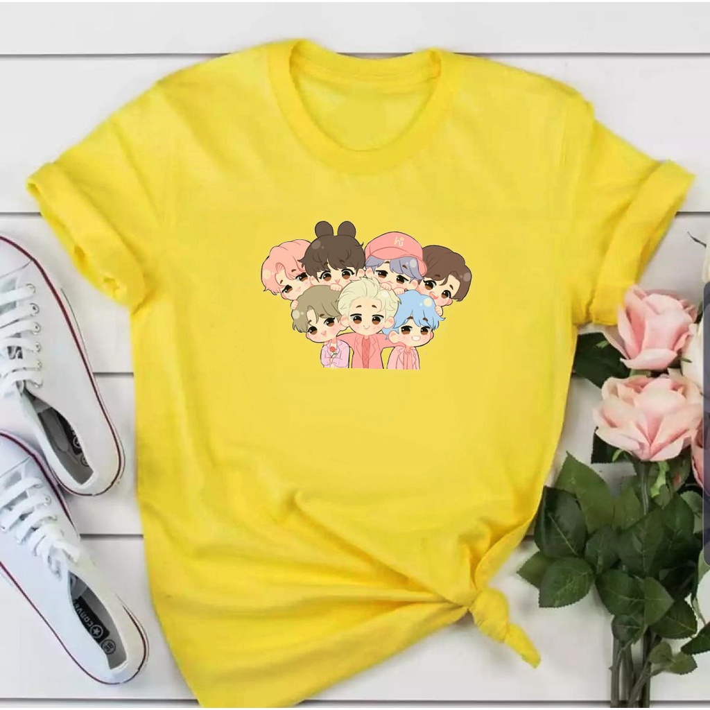 MYSTIQUE.ID-BAJU KAOS BTS CHIBI T-SHIRT LUCU DAN AESTHETIC