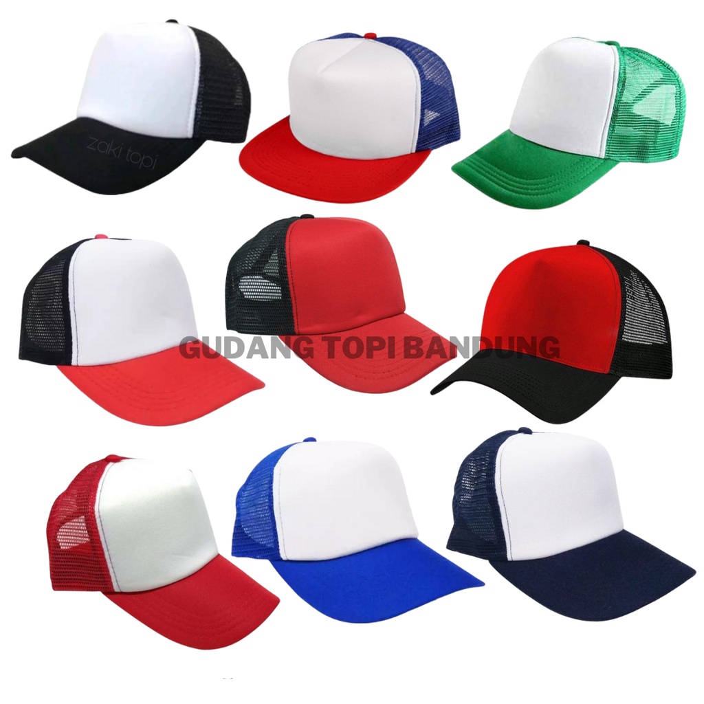 Topi Trucker Combinasi / jaring polos /  murah / gudang topi