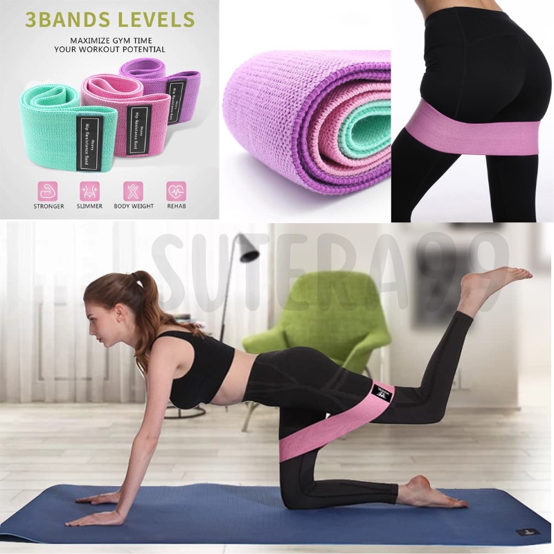 PROMO PAKET ISI 3PCS karet gelang ketahanan yoga peralatan fitness dalam dan luar ruangan Pilates latihan Resistance Loop Bands SET 3PCS Yoga Band Karet Yoga js-9