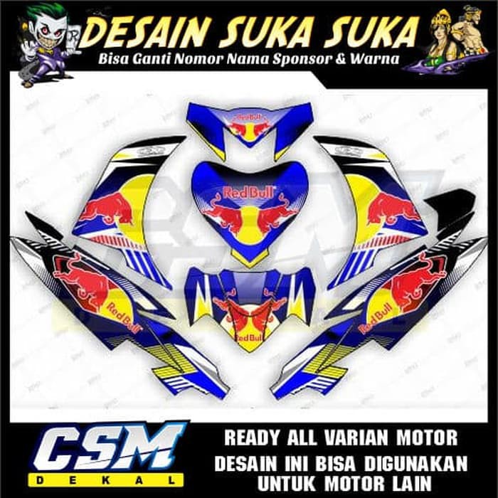 424 DEKAL DECAL MOTOR JUPITER MX NEW STIKER STICKER STRIPING BODY REDBULL BIRU