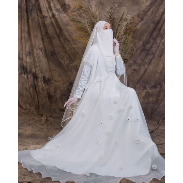 set akad syari/ gaun akad/ gaun pengantin muslimah