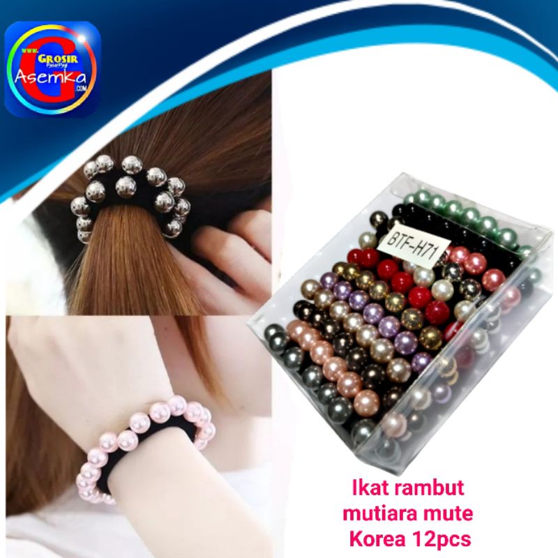 GPA Ikat Rambut 12pcs  Gelang Elastis Variasi Mutiara Mute Grosir