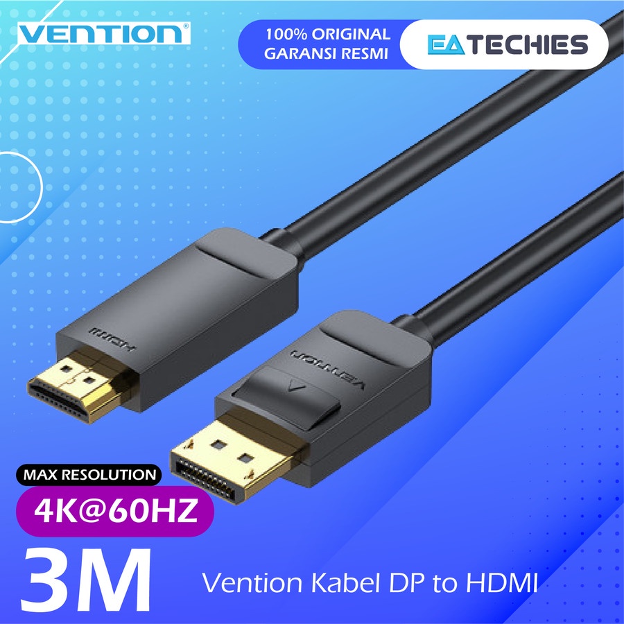 Vention Kabel DP to HDMI Display Port Ke Hdmi Cable 4K 1080p ORIGINAL