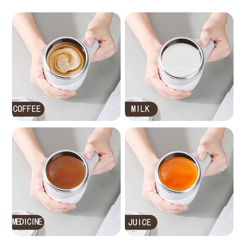 USB Charge Self Stirring Magnetic Mug Automatic Electric Stainless Steel Coffee Mixing Cup Smart Mixer Thermal Cup 380ml