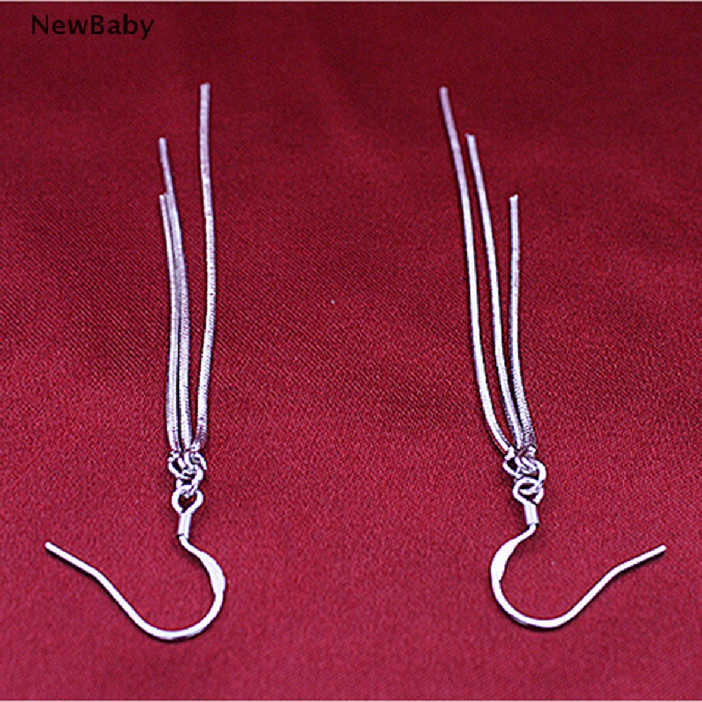 Anting Kait Gantung Panjang Warna Silver Untuk Wanita