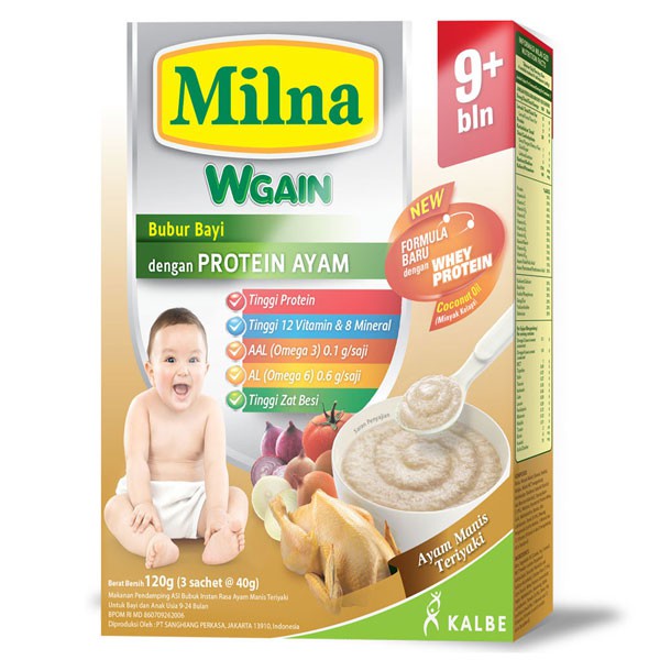 Milna Bubur Bayi Wgain 8 Plus Ayam Manis Teriyaki 3 X 40 Gr
