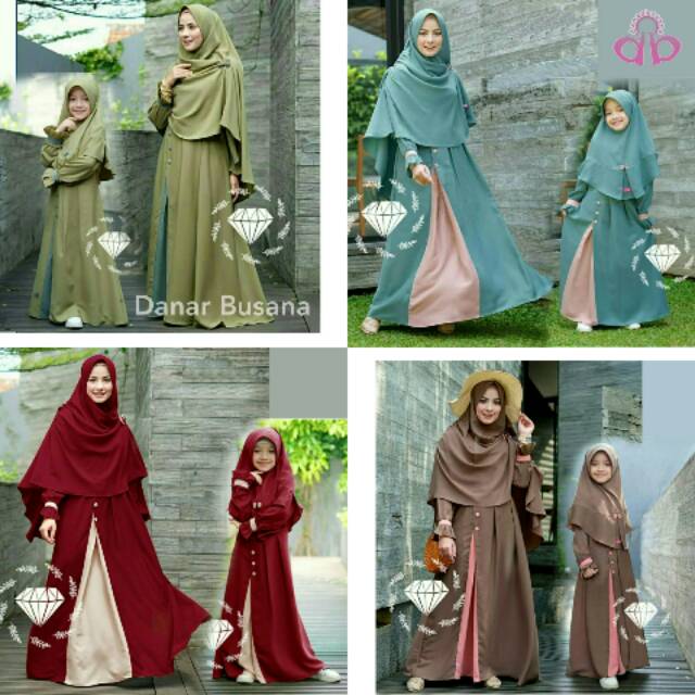 Baju Gamis Couple Ibu Dan Anak Perempuan 5 - 7 Tahun Couple Mom Kids Gamis Moscrepe Syari Ateefa