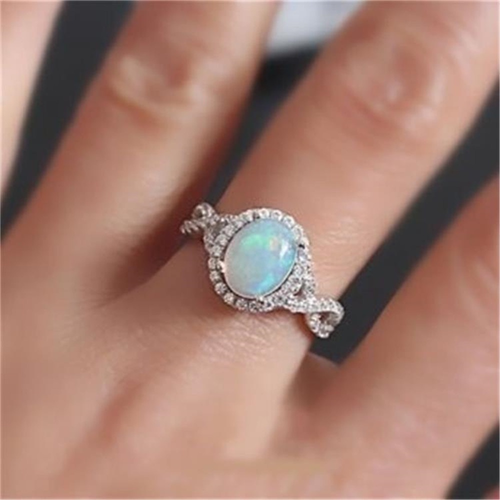 New Arrivals Fashion Ladies Ring Opal Inlaid Zircon Ring