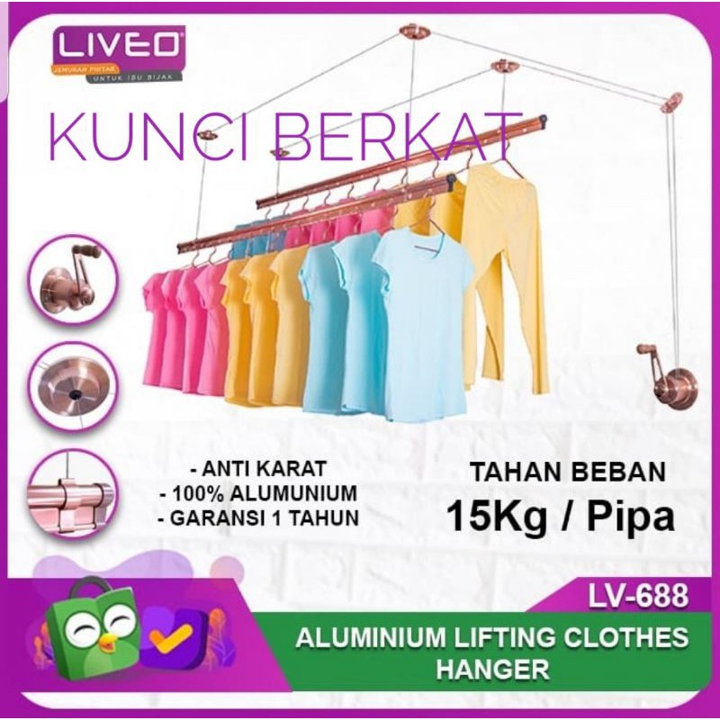 Jemuran Lifting/Langit Liveo LV688/Rosegold