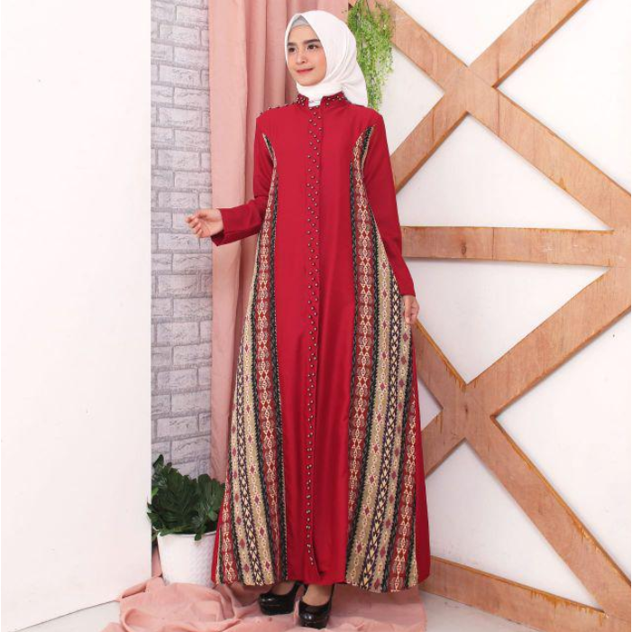 Baju Gamis Wanita Kombinasi Songket Mutiara