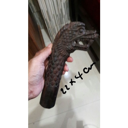 GAGANG WEDUNG KAYU GALH ASEM/DEDER BILAH 22 CM UKIR NAGA