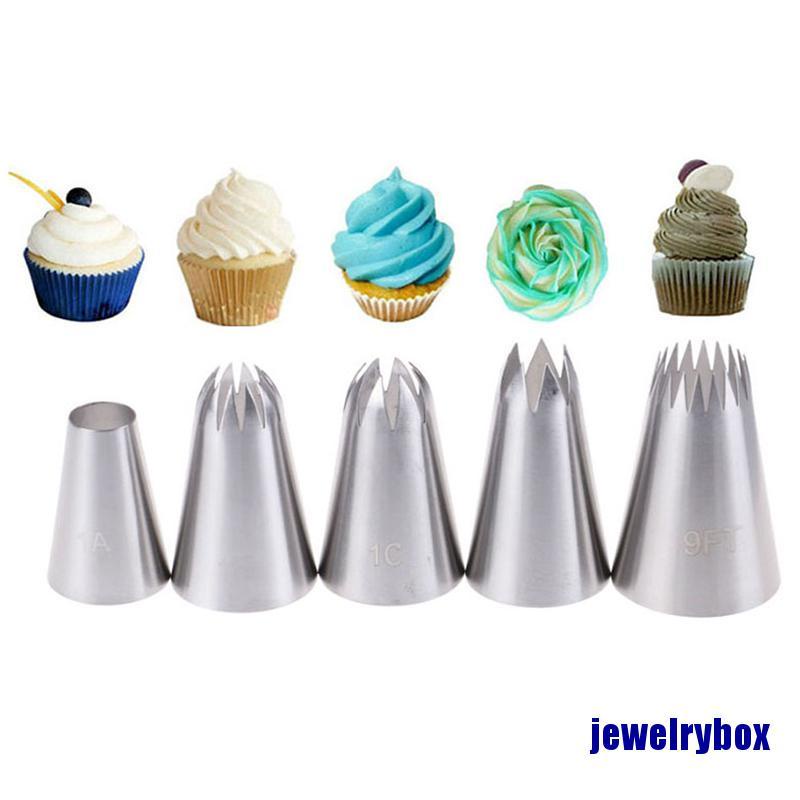 5 Pcs Alat Nozzle Icing Piping Ukuran Besar Gaya Rusia Untuk Dekorasi Kue