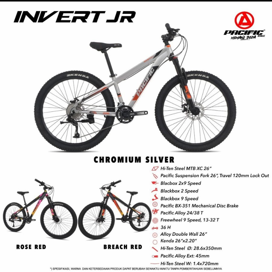 SEPEDA MTB PACIFIC INVERT JR 3x7 SPEED 26 INCH