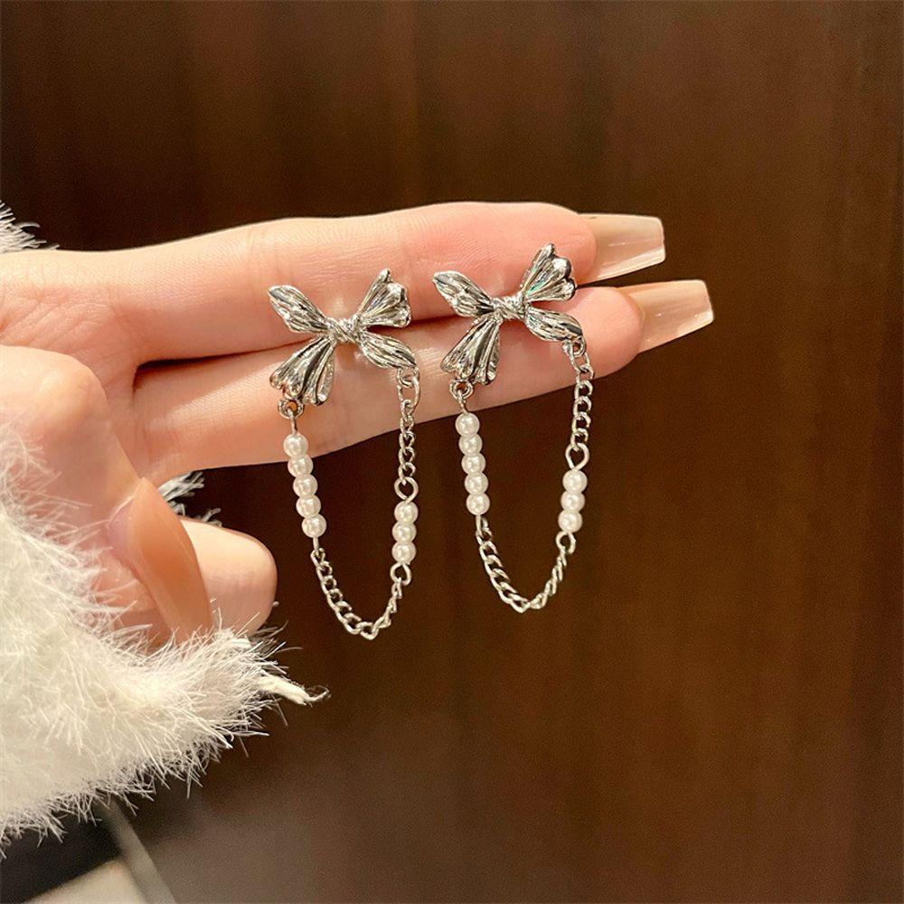 Mxbeauty Wanita Menjuntai Anting Geometris Vintage Pesta Gadis Hadiah Paduan Mutiara Kupu-Kupu Rumbai