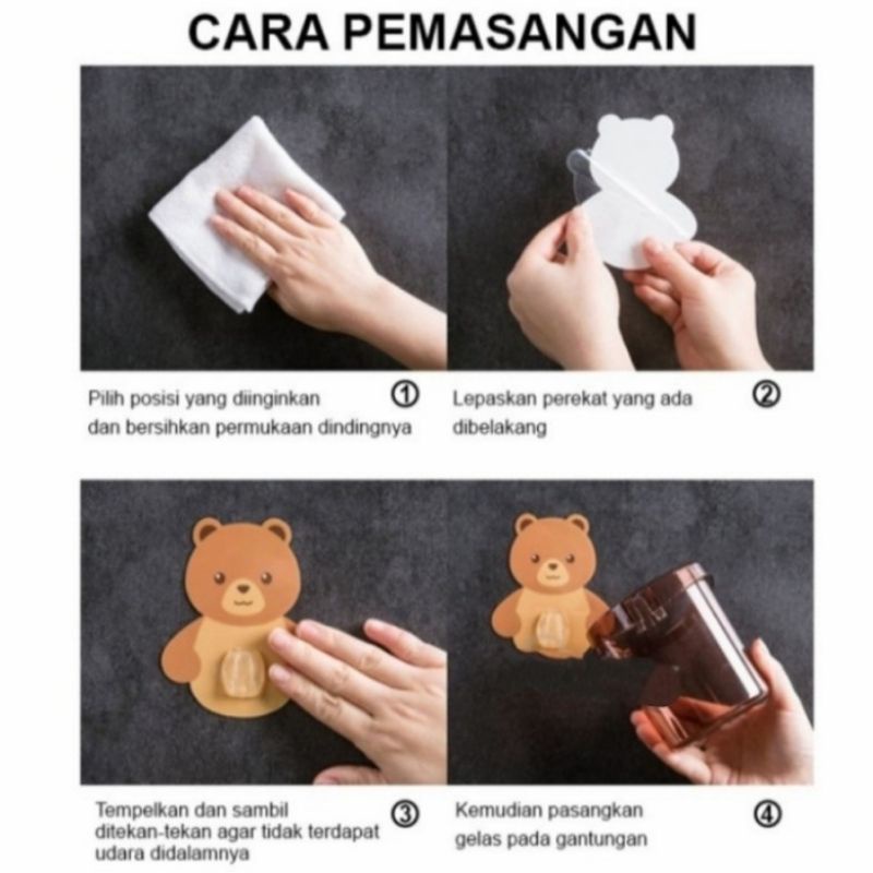 Tempat sikat gigi bear tempel dinding kamar mandi rak sikat gigi