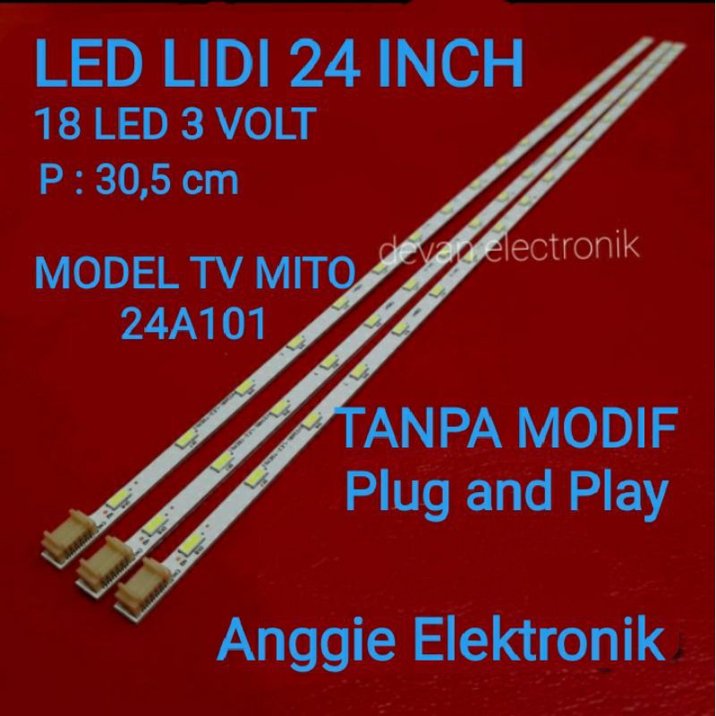 BACKLIGHT TV MITO 24A101 LED BACKLIGHT STRIP 18LED 3v NEW