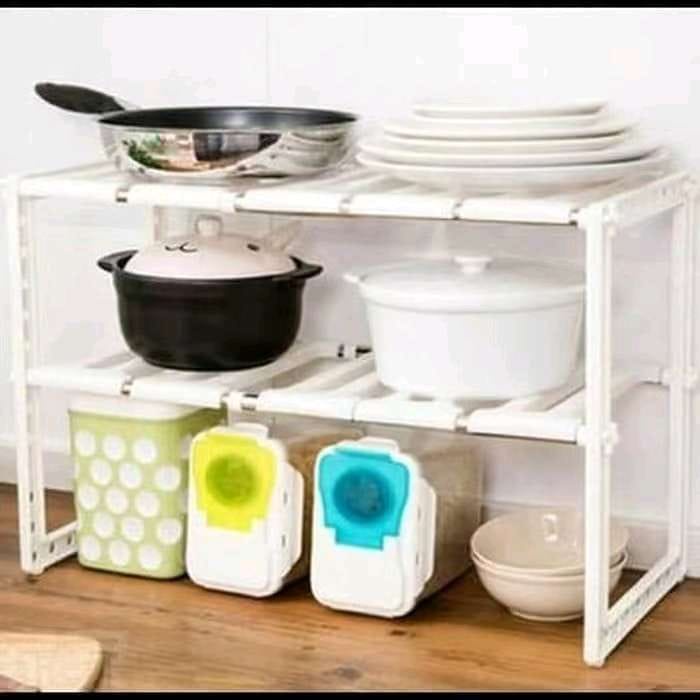 Rak Sepatu Panci Dapur Multifungsi Serbaguna Lemari 2 Susun Kitchen Tempat Bumbu Panjangin Flexible organizer