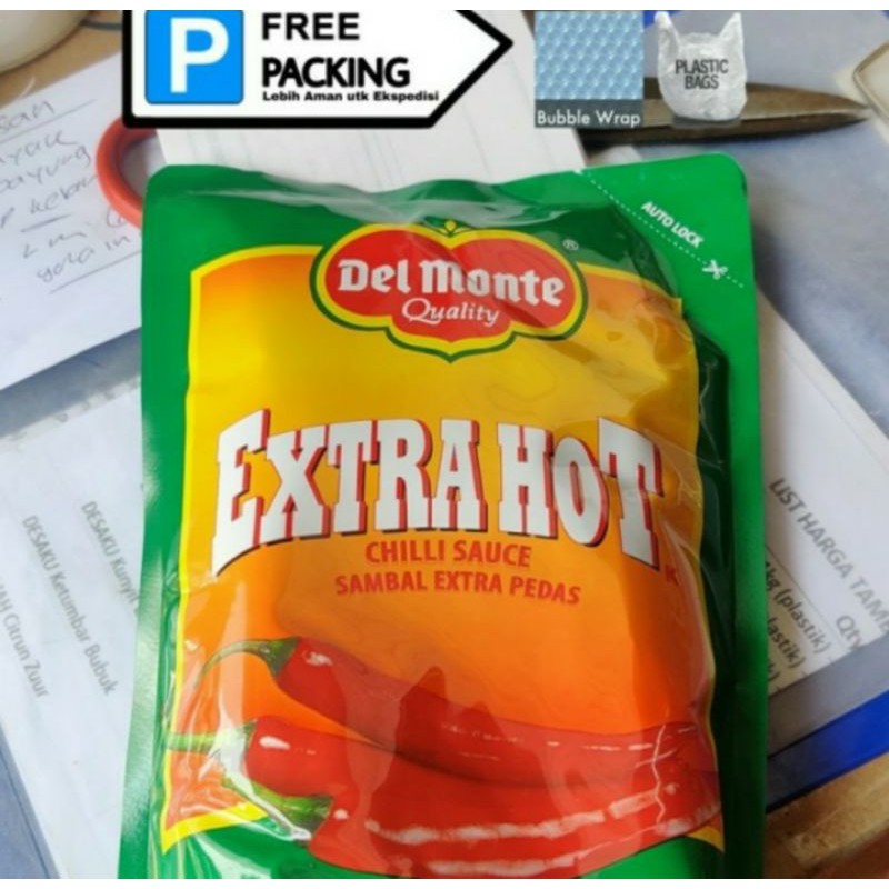 Delmonte Saus Sambal Extra Hot Pouch 1kg per DUS isi 10