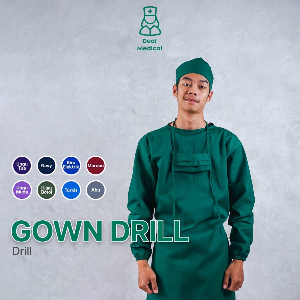 OK Gown / Jubah Operasi / Gown Medis / Gown Perawat Oka American Drill