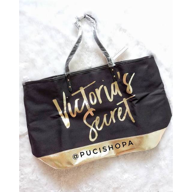 RESTOCK  Victoria Secret Tote bag black gold