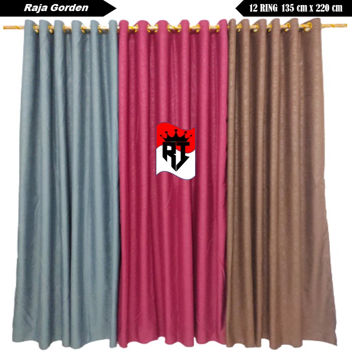 Gorden Polos Embos Smokring 12 Ring Hordeng Pintu Jendela Kamar Warna Abu Biru Navy Merah Maroon Pin