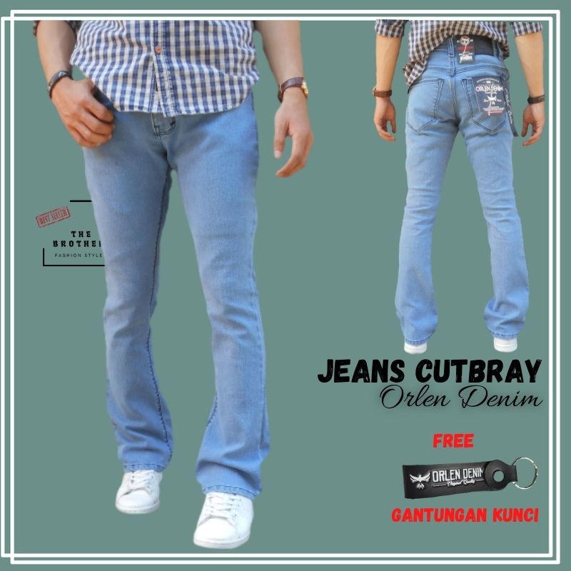 ❧ORLEN DENIM Celana jeans cutbray pria distro Bahan Denim Stretch melar I Celana Levis Cutbray Pria