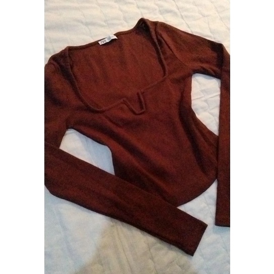 long sleeve crop top zara