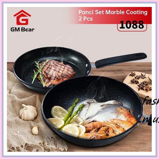Yoshikawa Frying Pan Keramik Tanpa Minyak Cm | Penggorengan Anti Lengket | Wajan Marble | Teplon Gm 