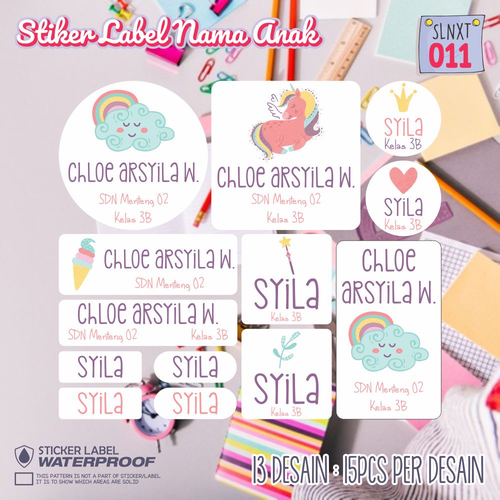 

stiker label nama waterproof anak murah sekolah sepatu buku SLNXT 011