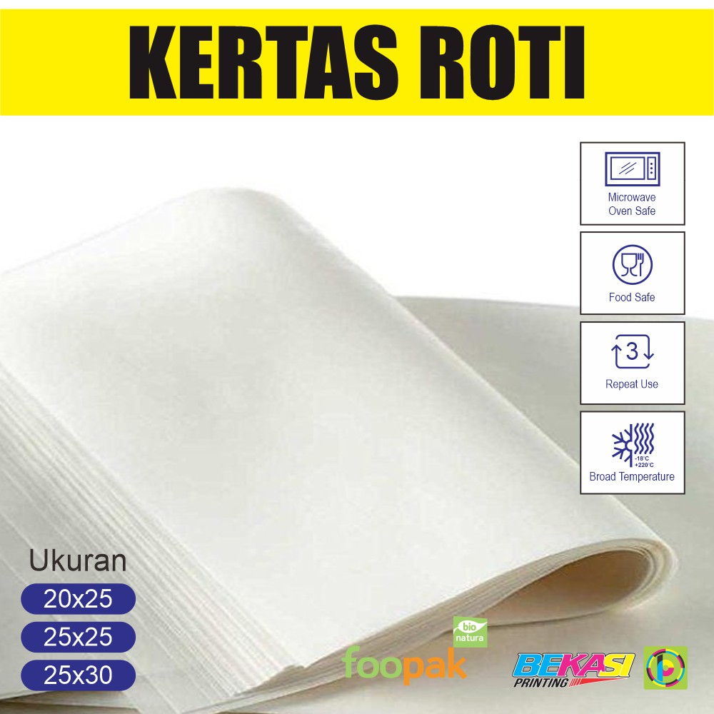 

KERTAS ROTI / KERTAS PEMBUNGKUS / WRAP PAPER WRAPPING 15x16 20x25 20x30 25x25 25x30 30x30 cm
