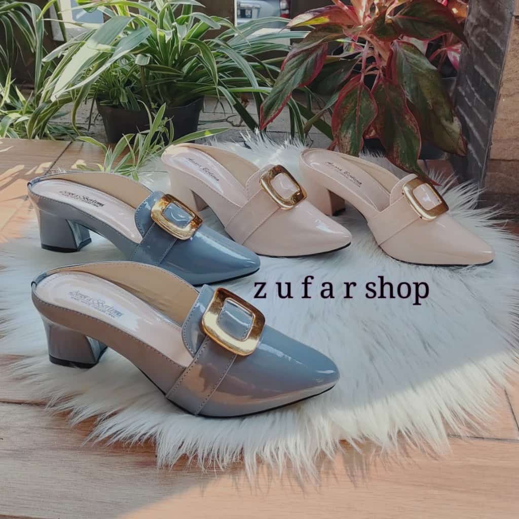 ZUFAR - Maura Sandal Bustong Wanita/Sandal Bustong Heels/Sandal Bustong Hak 5 cm