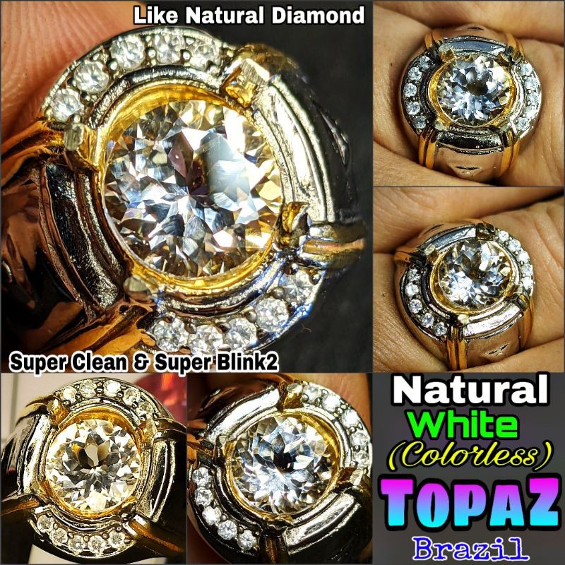 NATURAL COLORLESS WHITE TOPAZ BRAZIL MEMO Mirip Berlian Asli VVS Blink2 Bkn Sapphire Star Blue Ruby