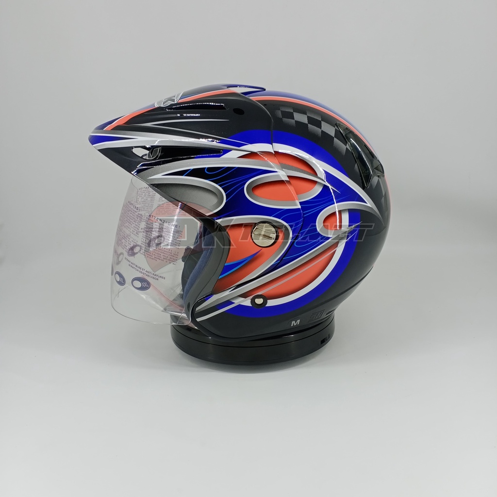 Helm Half Face INK CX22 CX 22 SPORT Motif Seri 1 Black Metallic Blue Red Original Warna Hitam Merah 