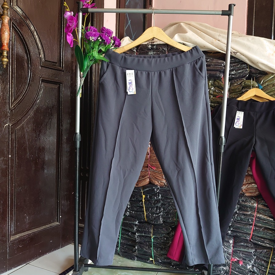 COD✅DOTY PANTS ~ REMAJA &amp; JUMBO fit BB 45 -9 0kg Ada / PAHA &amp; PINGGANG MELAR | Crepe Waffle TEBAL &amp; RINGAN celana panjang wanita/bawahan muslimah/kasual harian/super jumbo/XXXL/original