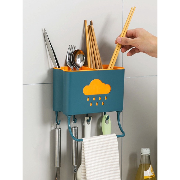 HOVELSHOP Rak Dapur Gantung Tempat Alat Masak Sendok Garpu Sumpit Estetik Tempel Dinding