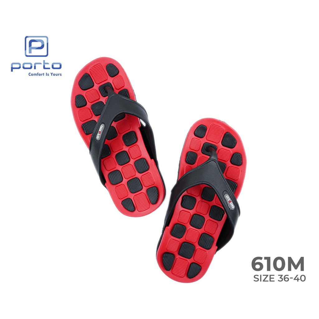 610M - Porto Leveling Sandal Pria Jepit Harian Keren Flip Flop Motif Kotak Karet Nyaman Empuk