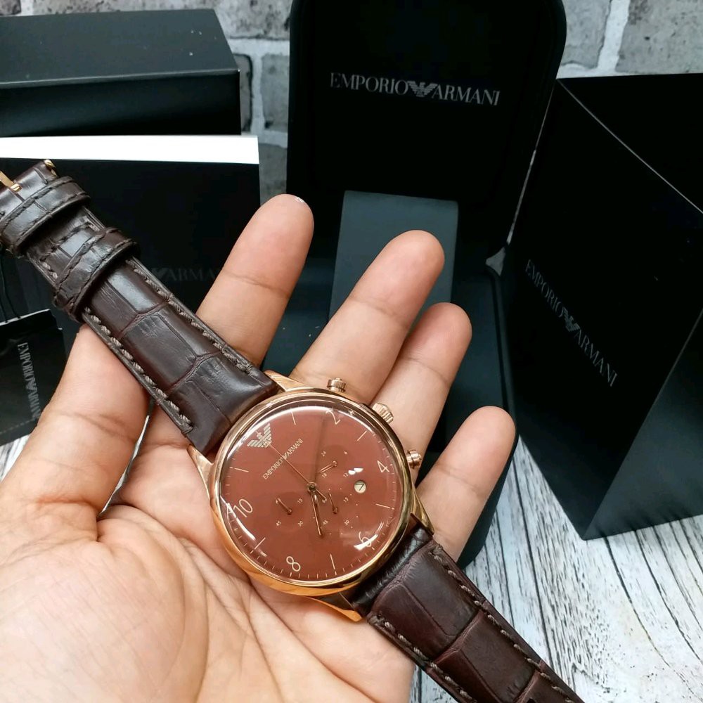 Jam Tangan Pria Emporio Armani AR1916 black rosegold 40mm Original