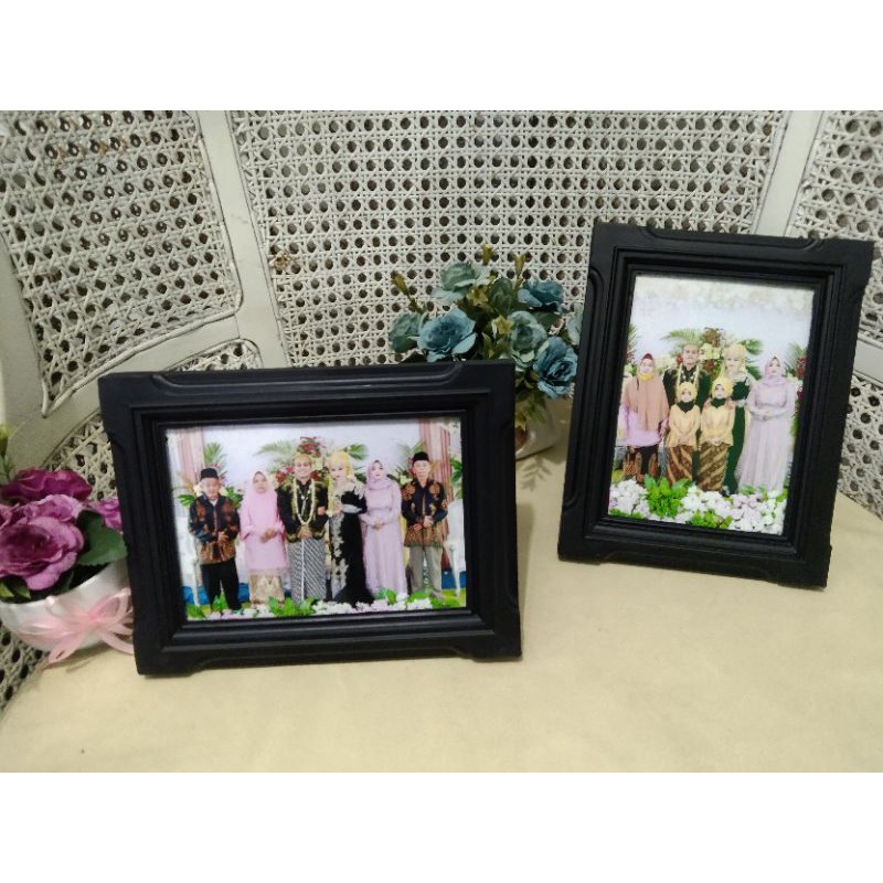 CETAK FOTO + PIGURA /UKURAN 5R/BAHAN ATOM