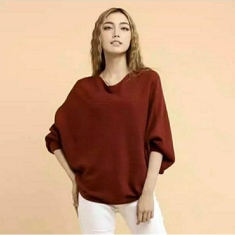 sweater kalong Rajut Oversize / Outer Rajut Wanita Batwing Kekinian / Batwing Rajut All Size Premium