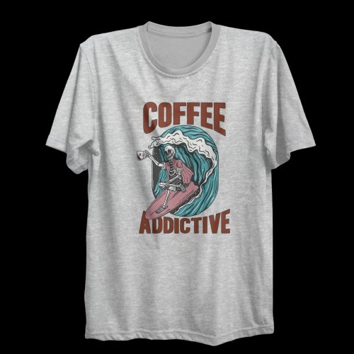 KAOS DISTRO SABLON DTG BAJU PRIA COFFEE ADDICTIVE - Abu Misty, M