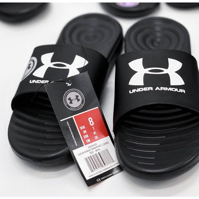 Sandal Ansa Fixed Graphic Logo Slide Sandals UA Brandeddtermurah