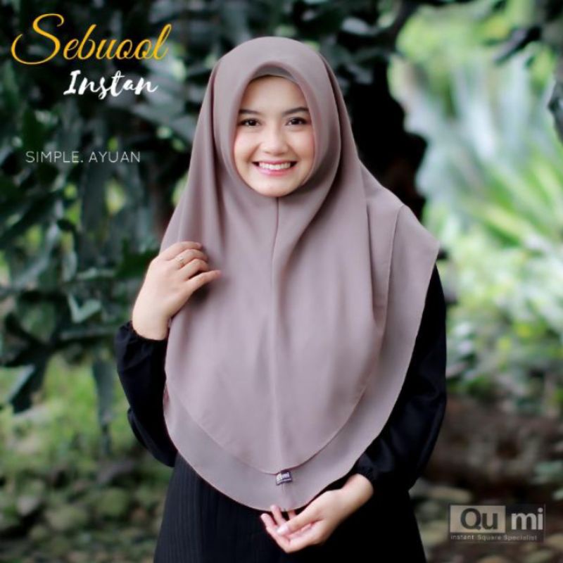 Jilbab Instan Rasa Segiempat Original Qumi Label / Khimar Layer Polycotton