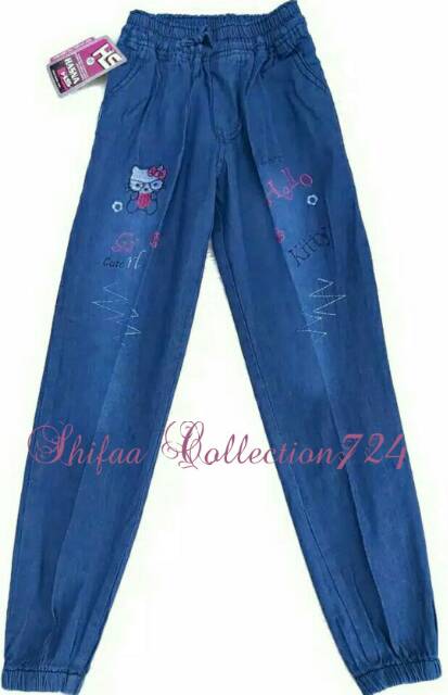 Celana Jeans / Celana Jeans Panjang / Celana Joger Jeans / Celana Joger anak Motif Bordiran ukuran M. L. XL