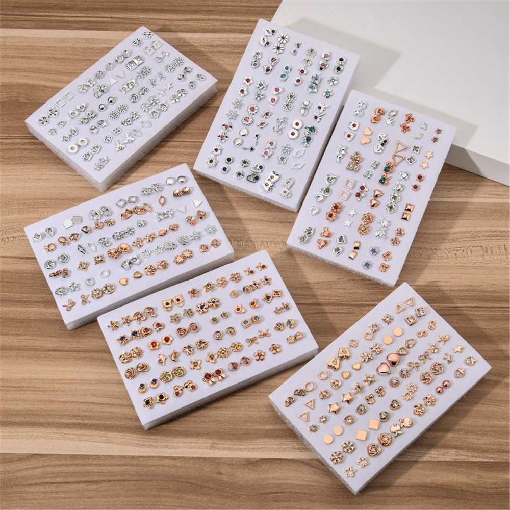 【COD Tangding】36 Pairs Retro Geometric Shape Ear Studs Set Personality Temperament Earrings Women Jewelry Accessories